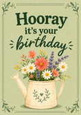 Load image into Gallery viewer, Floral Watering Can 80th Birthday Card for Her
