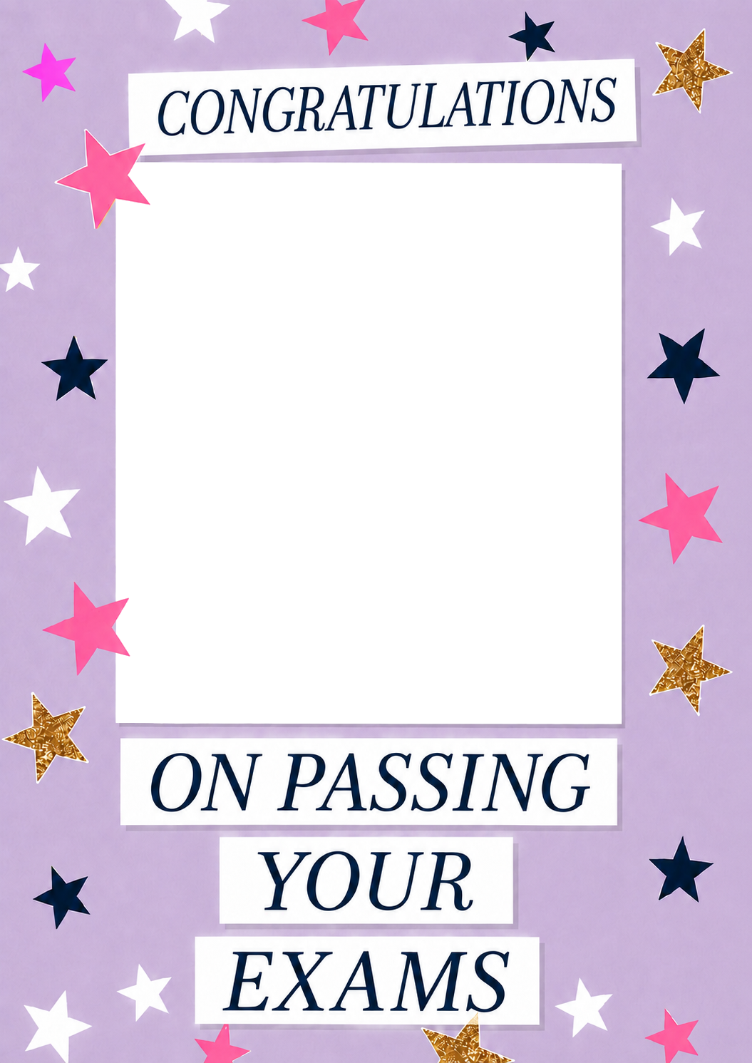 Colourful Stars Passing Exams Photo Upload Congratulations Card for Her