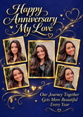 Load image into Gallery viewer, Gold Floral Multi Photo Upload Anniversary Card for Wife
