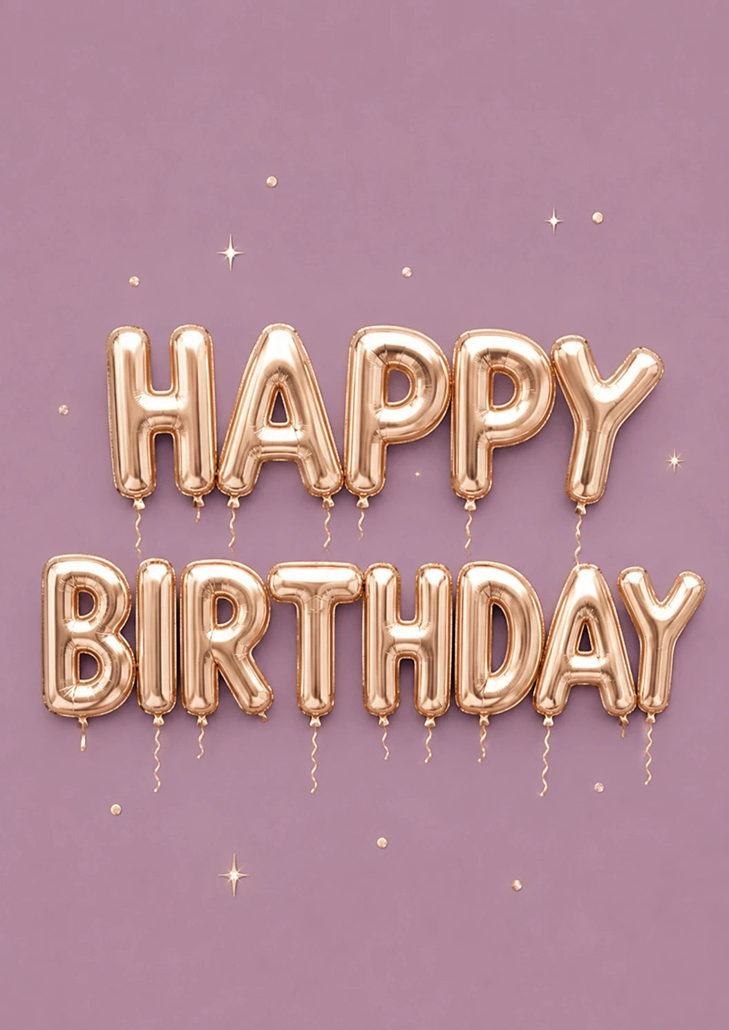 Rose Gold Balloon Letters Happy Birthday Card