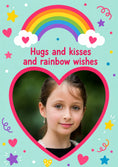 Load image into Gallery viewer, Rainbow Wishes Hugs and Kisses Photo Upload Birthday Card for Her
