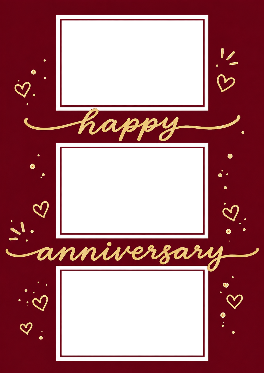 Red Heart Script Happy Anniversary Photo Upload Birthday Card