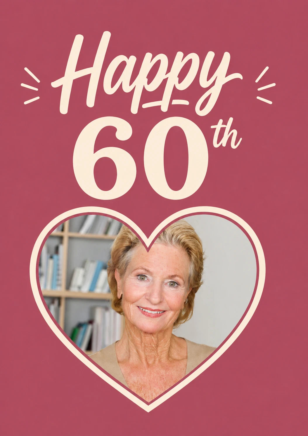 Happy 60th Heart Photo Upload Birthday Card for Her