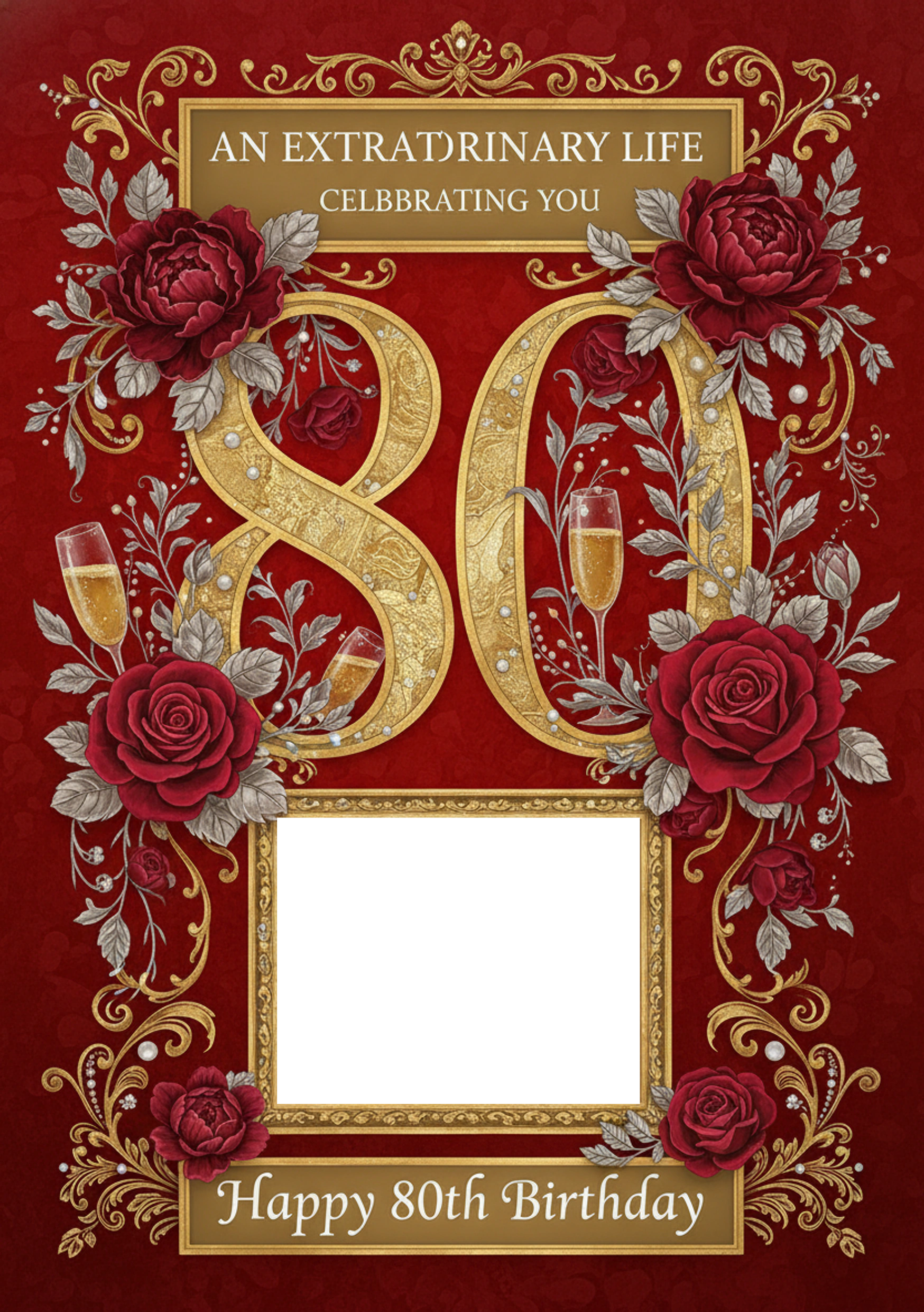 Extraordinary Life Photo Upload 80th Birthday Card for Her