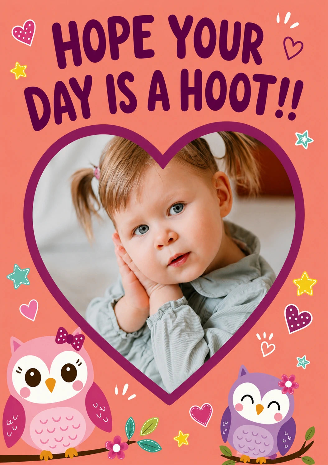 Hope Your Day Is a Hoot Owl Photo Upload Birthday Card