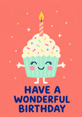 Load image into Gallery viewer, Cute Kawaii Cupcake With Candle Birthday Card
