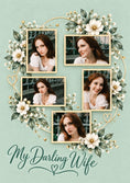Load image into Gallery viewer, Sage Green Floral Wreath Multiple Photo Upload Anniversary Card for Wife
