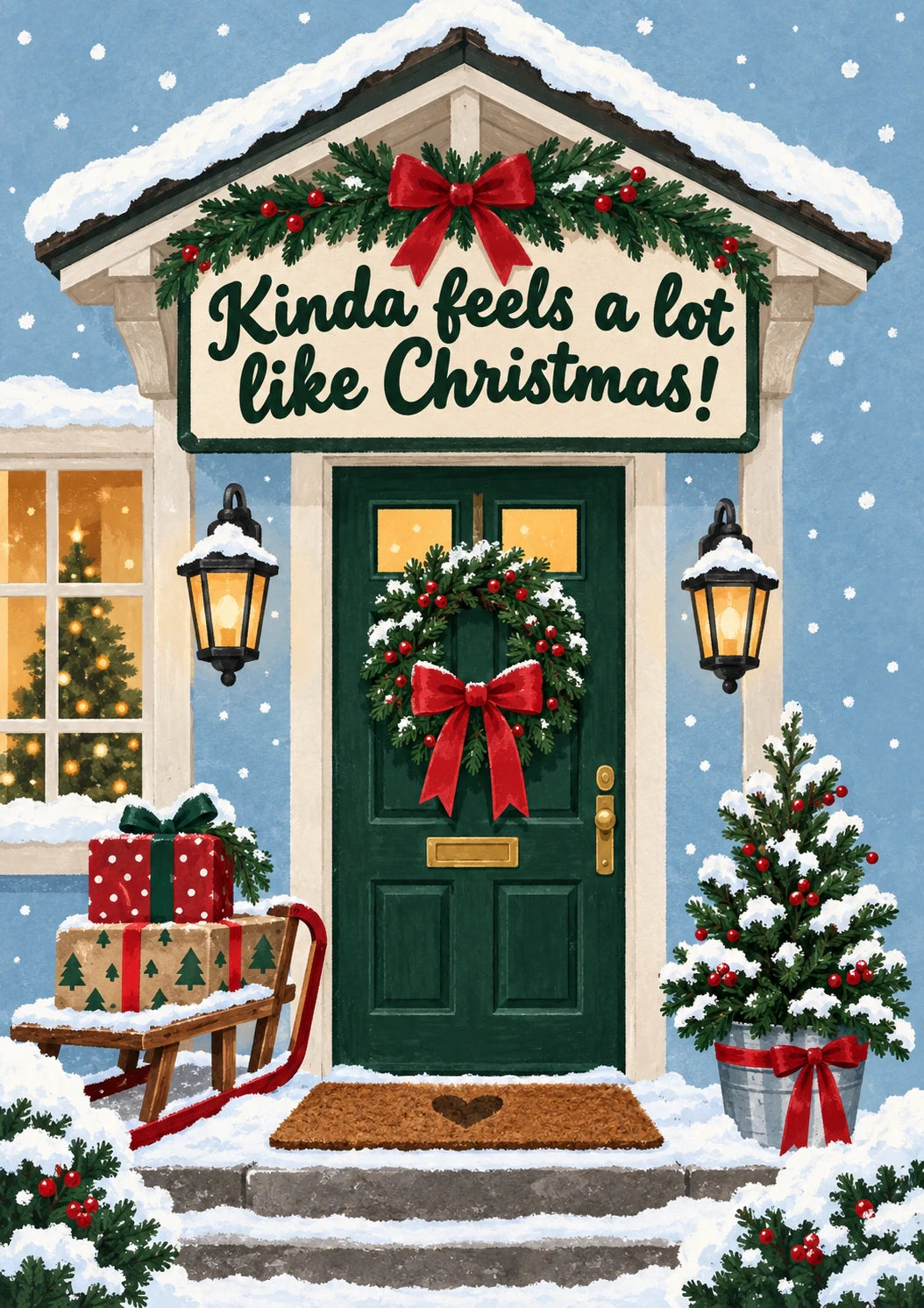 Funny Kinda Feels a Lot Like Christmas Front Door Card