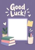 Load image into Gallery viewer, Good Luck Purple Stationery Photo Upload Back to School Card for Her
