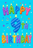 Load image into Gallery viewer, Colourful Candle Letters 9th Birthday Card for Kids
