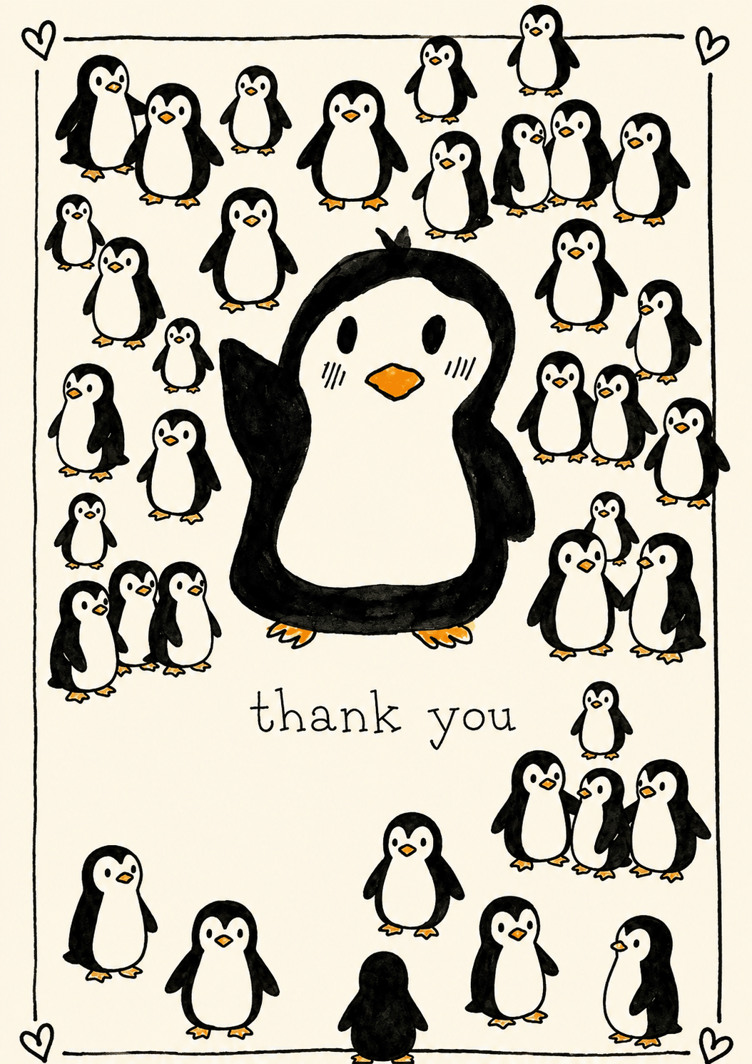 Cute Penguin Gang Thank You Card