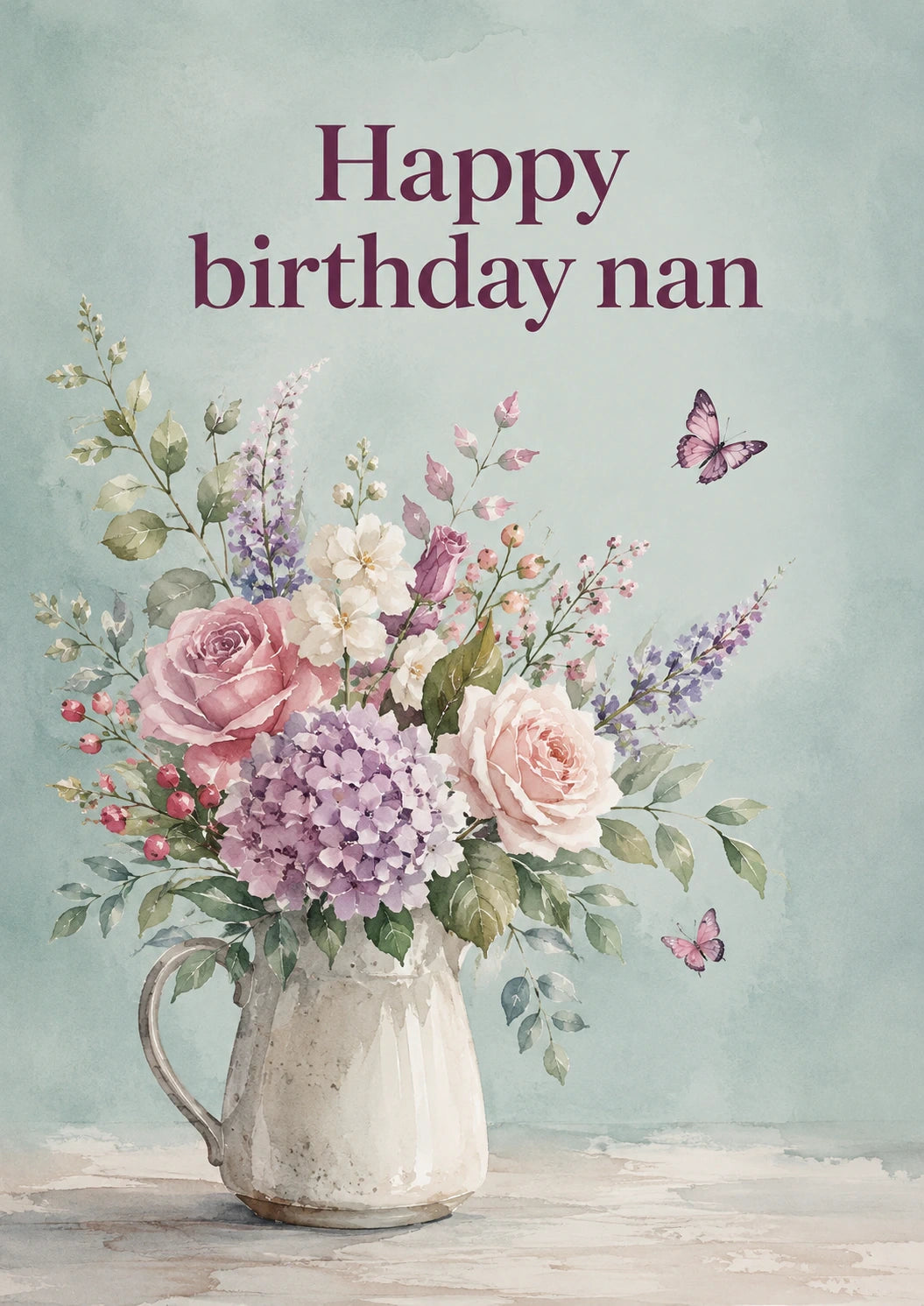 Vintage Floral Jug Nan 55th Birthday Card for Her