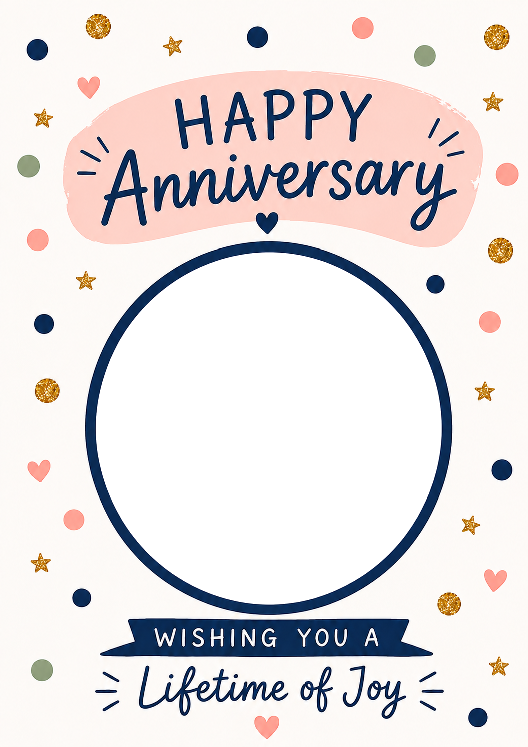 Confetti Hearts Happy Anniversary Photo Upload Card for Her