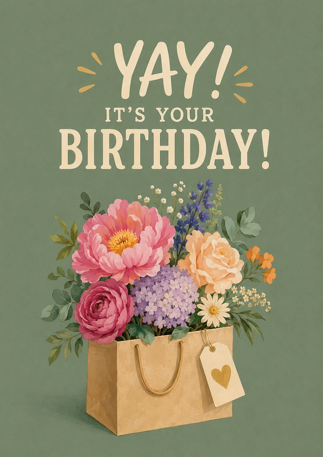 Floral Gift Bag Yay It's Your Birthday Card for Her