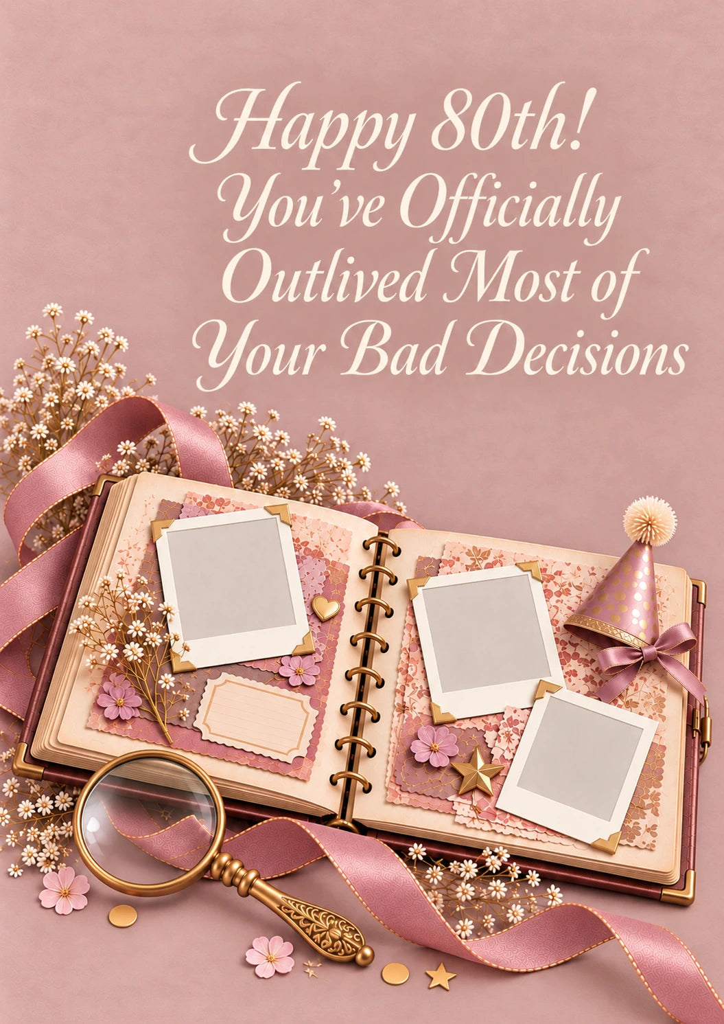 Funny Outlived Bad Decisions 80th Birthday Card for Her