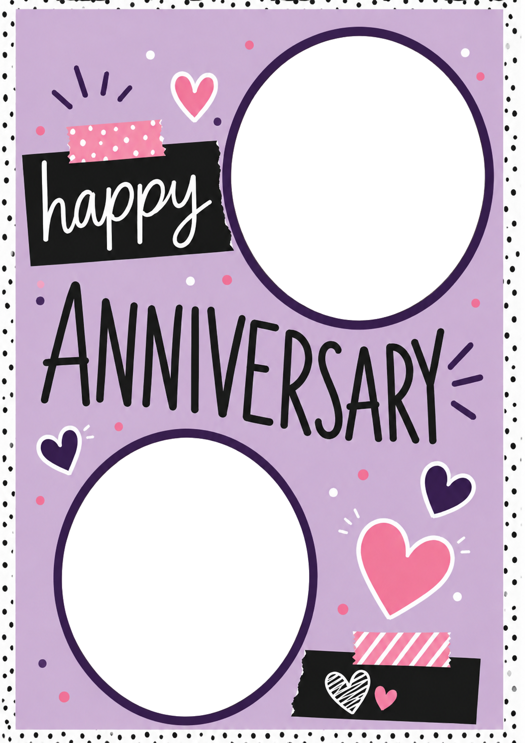 Happy Anniversary Hearts and Doodles Photo Upload Anniversary Card