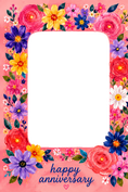 Load image into Gallery viewer, Bright Painted Floral Border Photo Upload Anniversary Card
