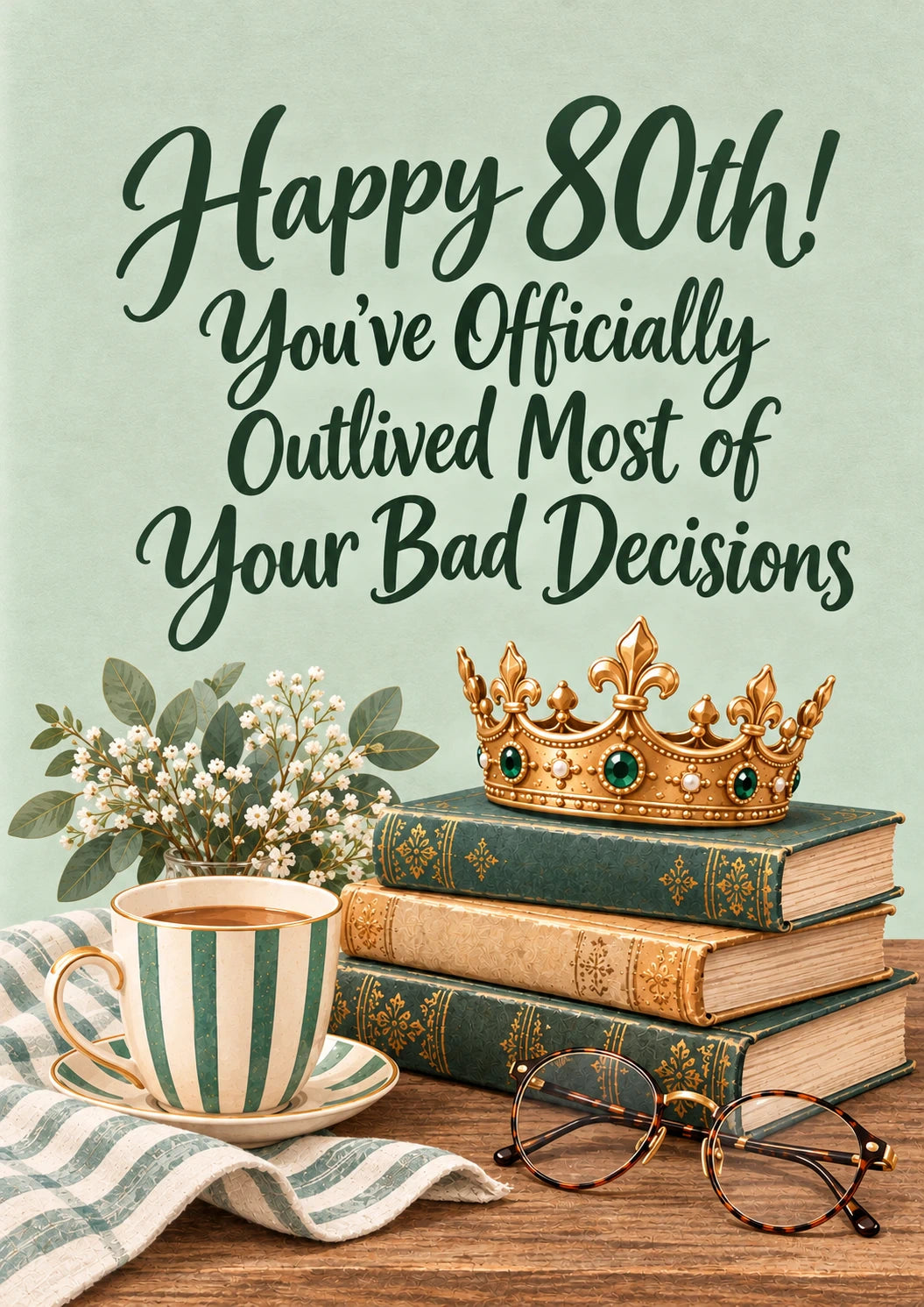 Funny Outlived Bad Decisions 80th 90th Birthday Card