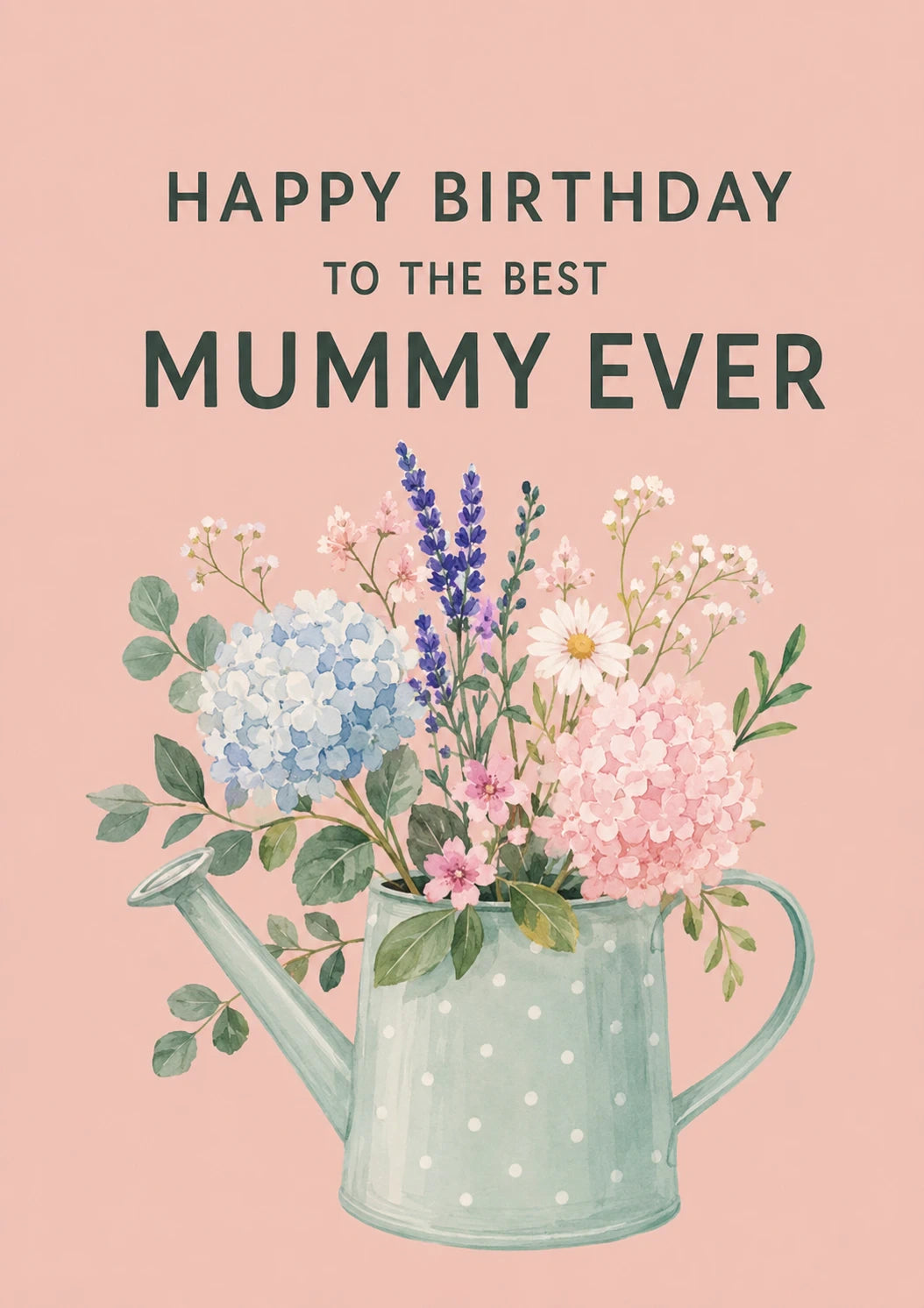 Floral Watering Can Mummy Birthday Card for Her