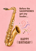 Load image into Gallery viewer, Funny Saxophone Music 15th Birthday Card
