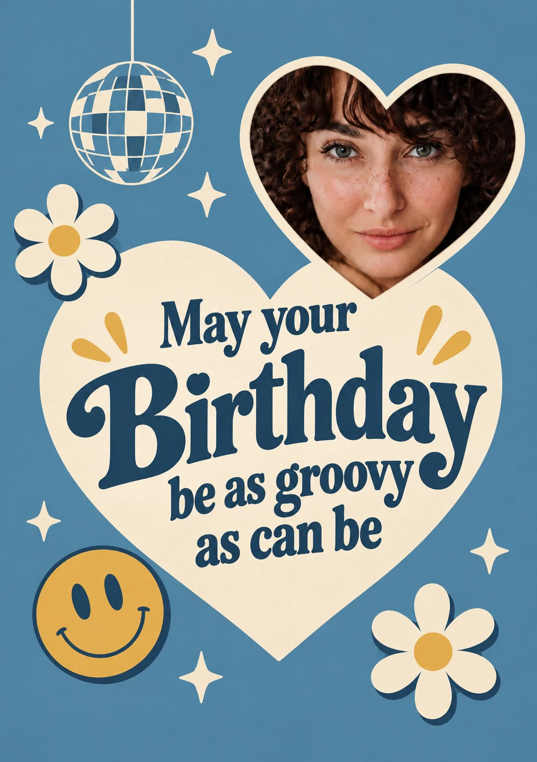 Groovy Retro Heart Photo Upload 20th Birthday Card for Her