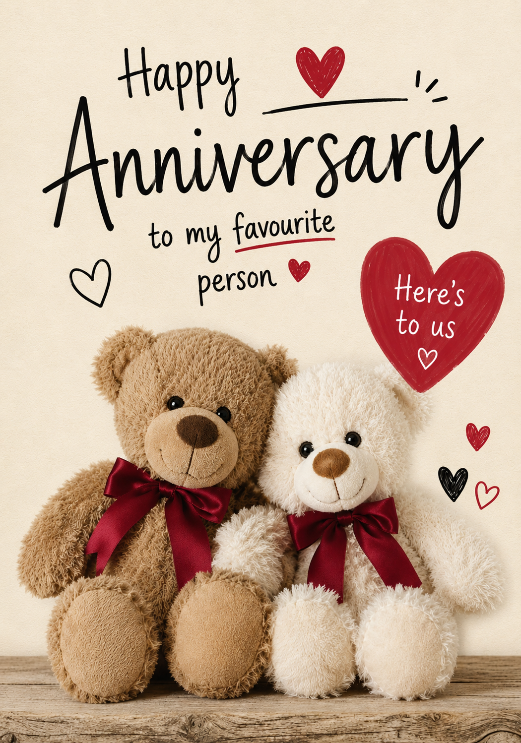 Cute Bears Here's To Us Anniversary Card
