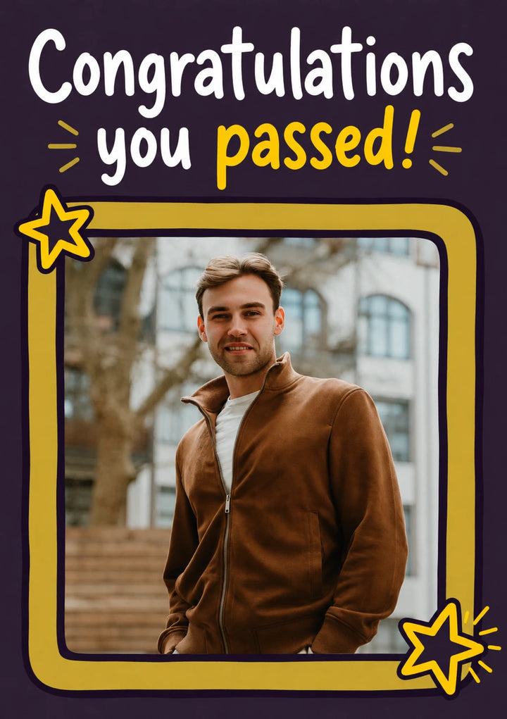 Congratulations You Passed Star Photo Upload Congratulations Card for Him