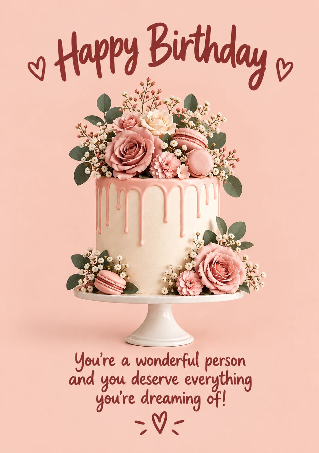 Floral Drip Cake 20th Birthday Card for Her