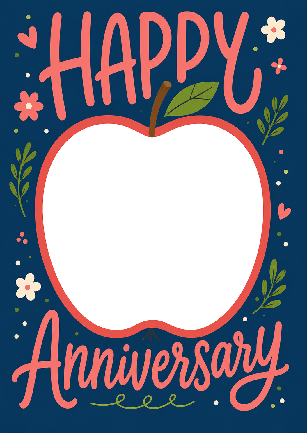 Floral Apple Frame Photo Upload Anniversary Card