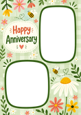 Load image into Gallery viewer, Floral Bee Happy Anniversary Photo Upload Card for Couple
