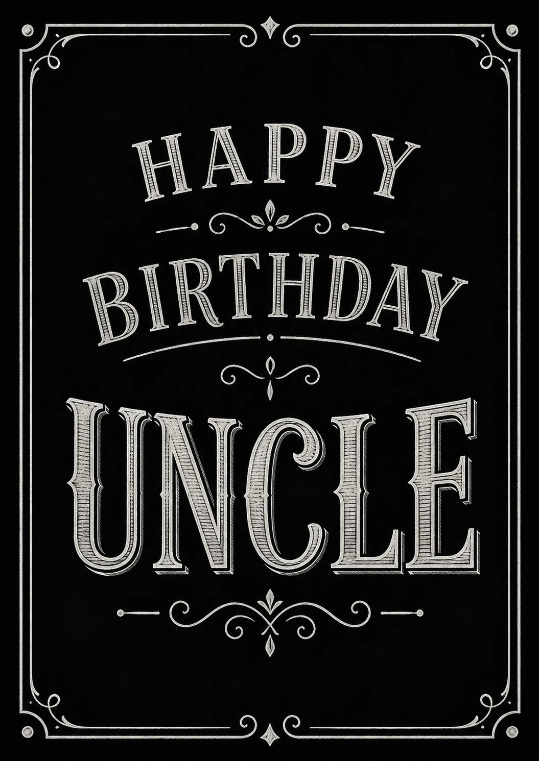 Black Chalkboard Typography Happy Birthday Uncle Card for Him