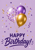 Load image into Gallery viewer, Purple Gold Balloon Confetti 20th Birthday Card
