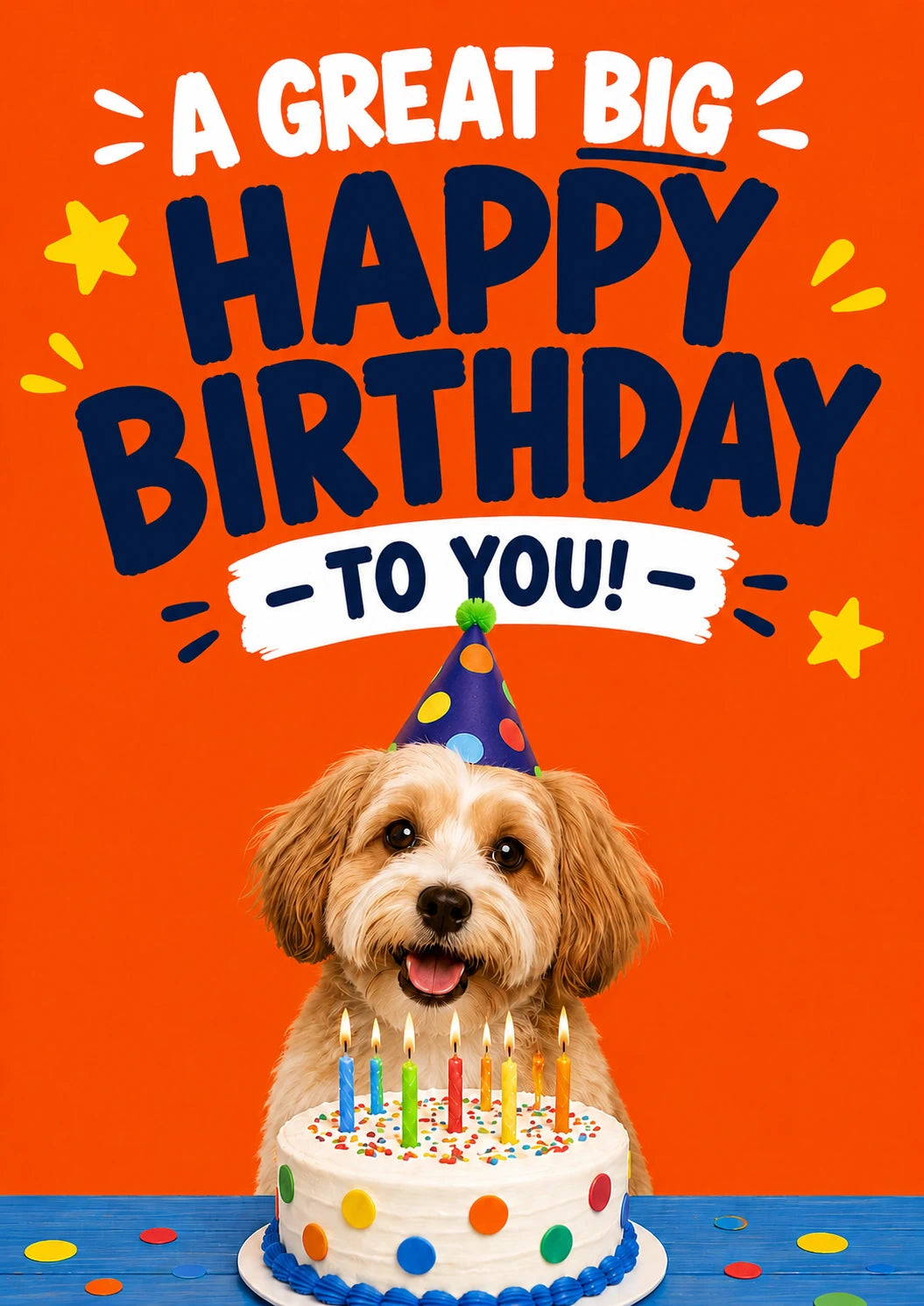 Cute Dog Party Hat Happy Birthday Card