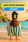 Load image into Gallery viewer, Epic Birthday Duck name card — preview with sample name
