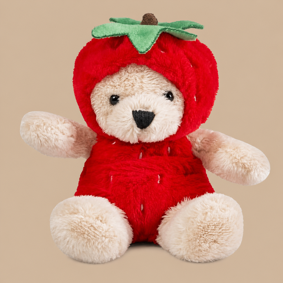 LITTLE Living Nature Play Fruit Stuffed Plush Toy - Strawberry 5in