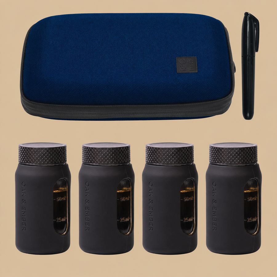 Oak & Ember Flight Flask Traveller II 4x100ml - Navy Blue