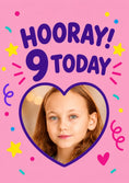 Load image into Gallery viewer, Hooray 9 Today Confetti Photo Upload Birthday Card
