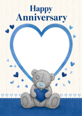 Load image into Gallery viewer, Tatty Teddy Blue Hearts Photo Upload Anniversary Card
