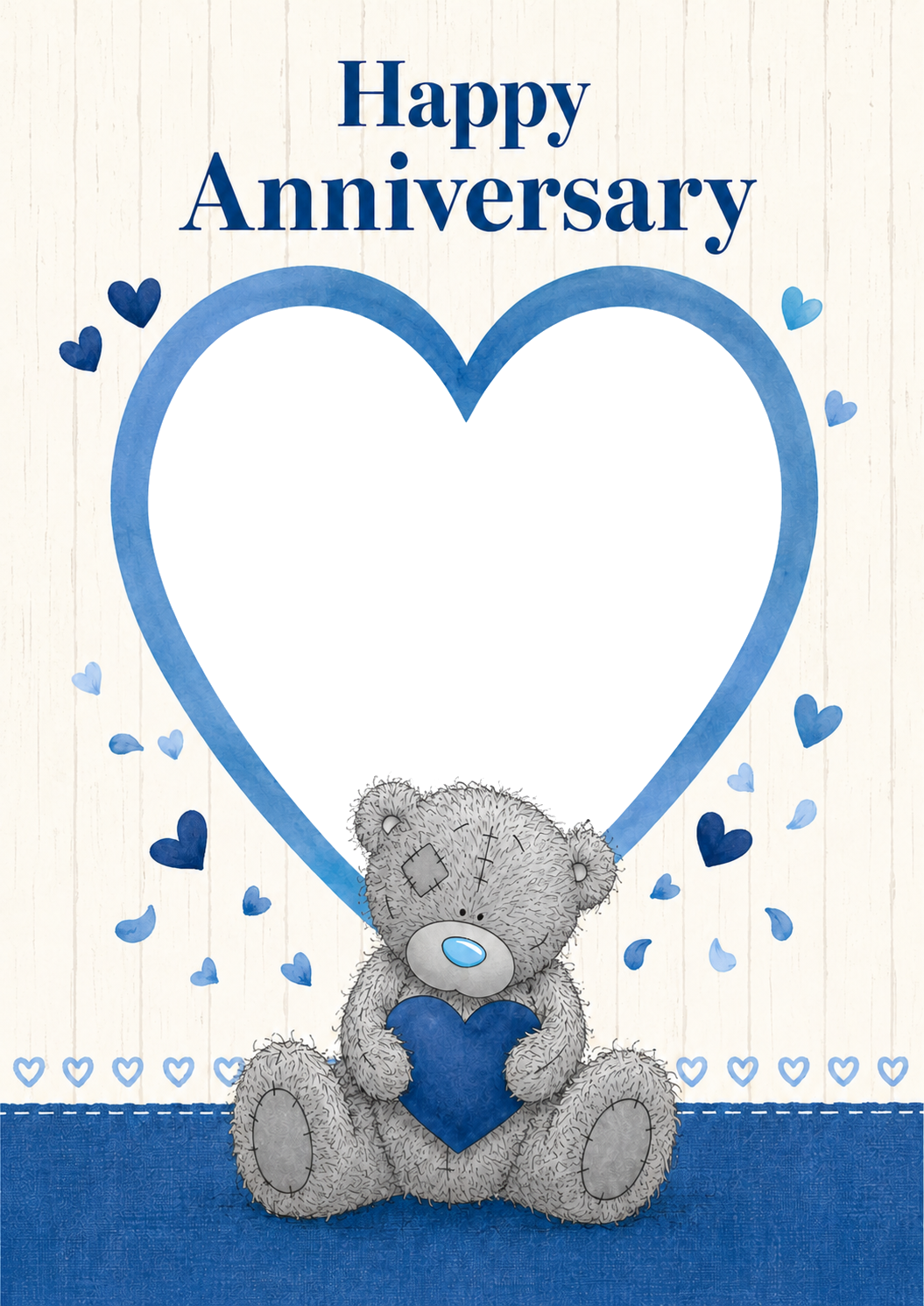 Tatty Teddy Blue Hearts Photo Upload Anniversary Card
