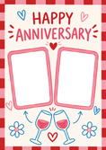 Load image into Gallery viewer, Cheerful Checkered Hearts Two Photo Upload Anniversary Card
