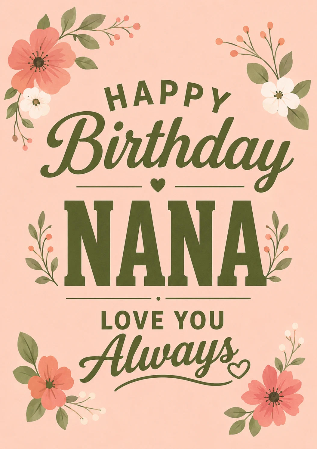 Floral Nana Love You Always 85th Birthday Card for Her