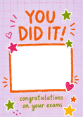 Load image into Gallery viewer, You Did It Doodle Stars Photo Upload Congratulations Card
