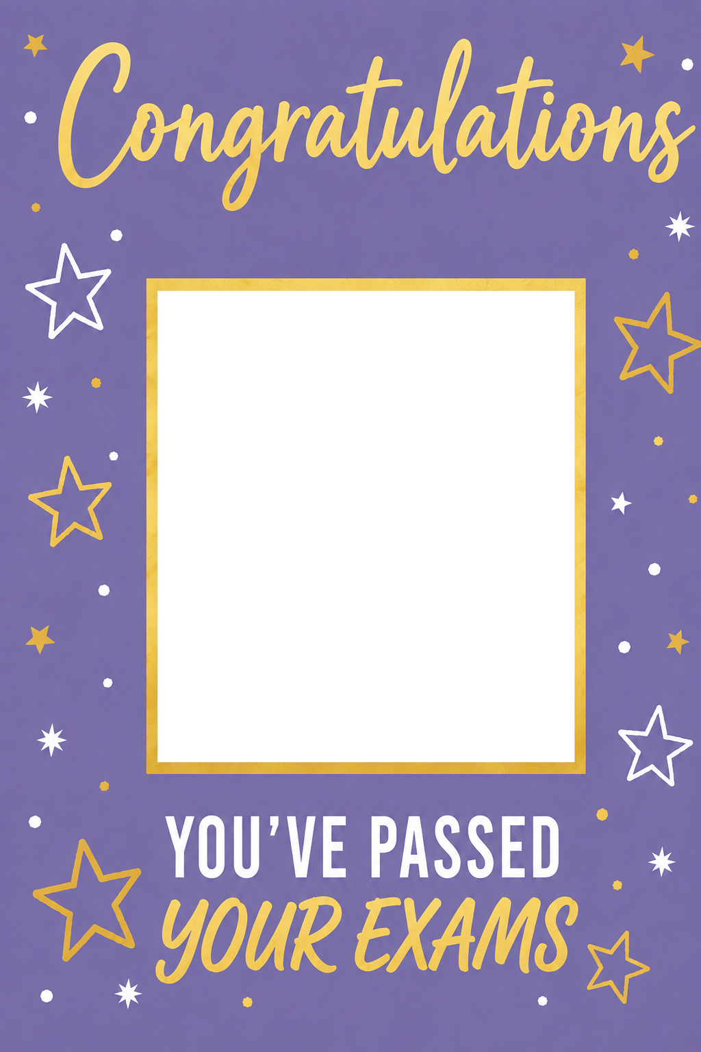 Purple Star Confetti Photo Upload Congratulations Card