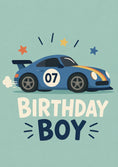 Load image into Gallery viewer, Blue Racing Car Number 07 14th Birthday Card for Him
