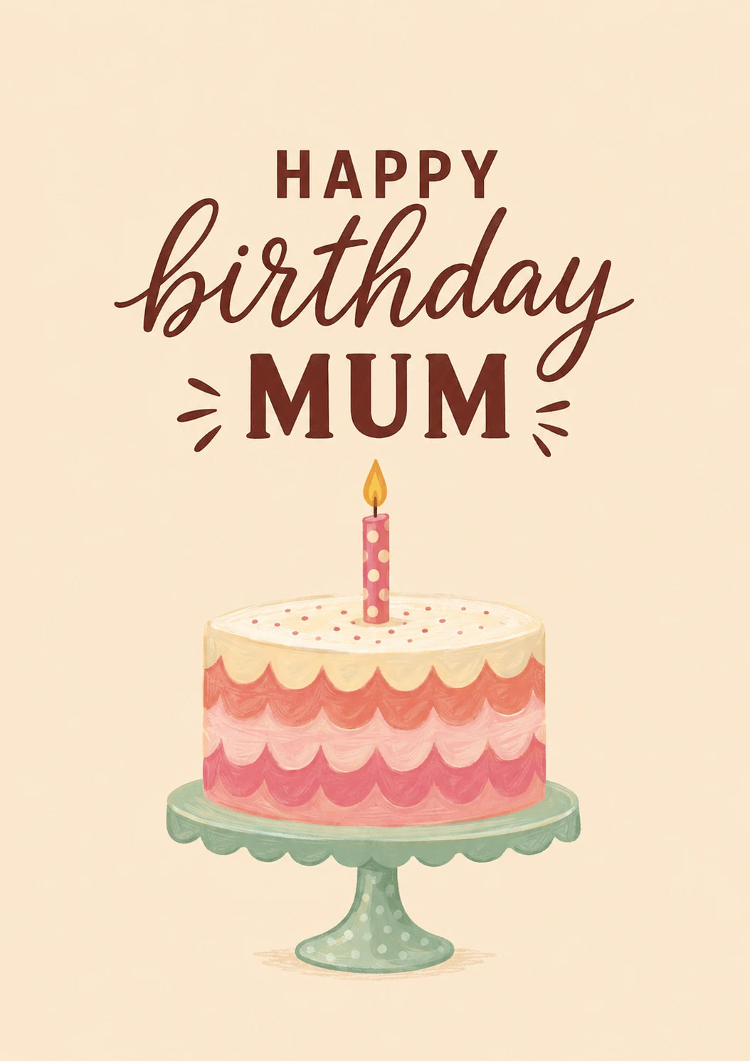 Pink Ombre Cake Illustration Mum Birthday Card for Her