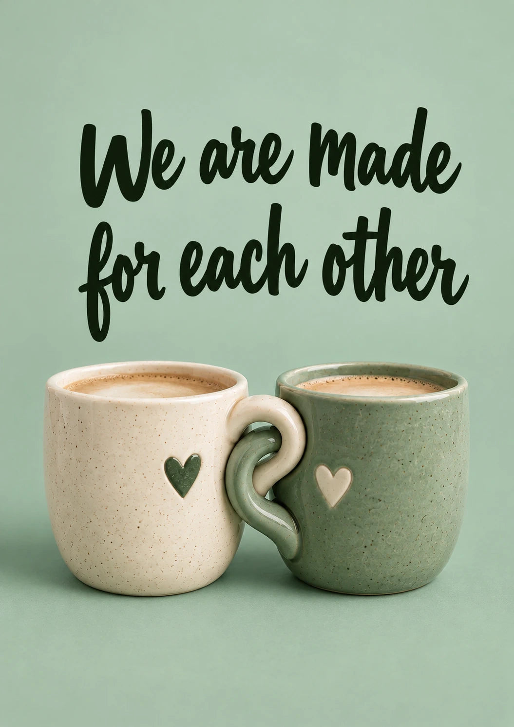 Interlocking Heart Mugs Made for Each Other Valentine's Day Card for Fiancee