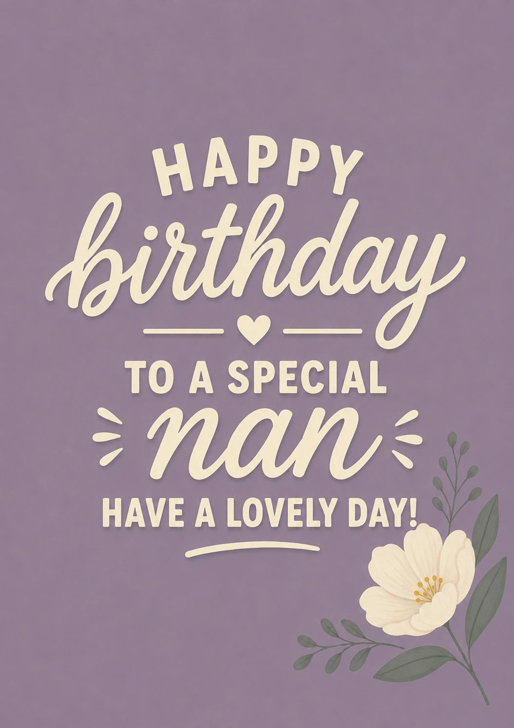 Purple Floral Special Nan 55th Birthday Card for Her