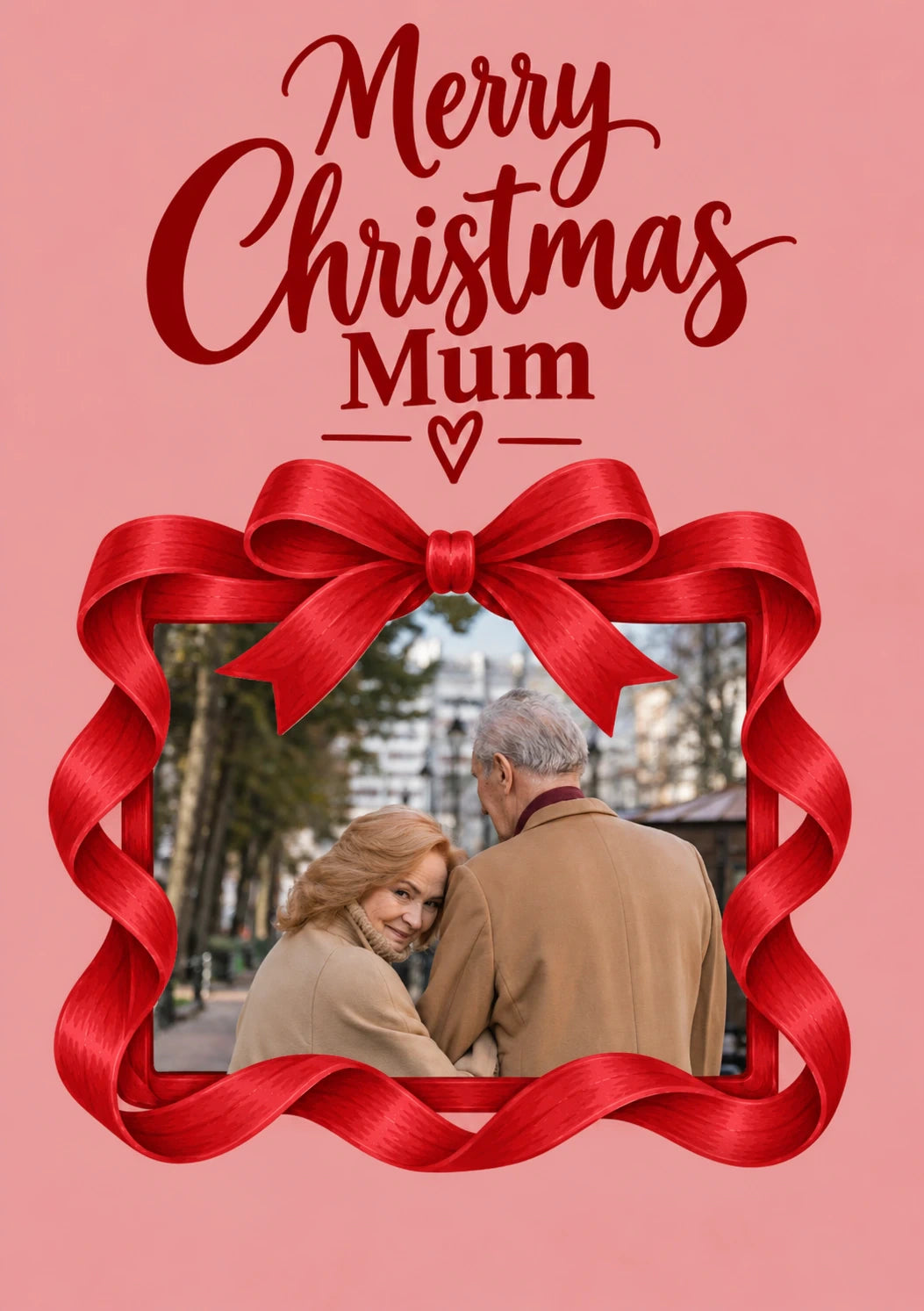 Merry Christmas Mum Red Bow Photo Upload Christmas Card for Her