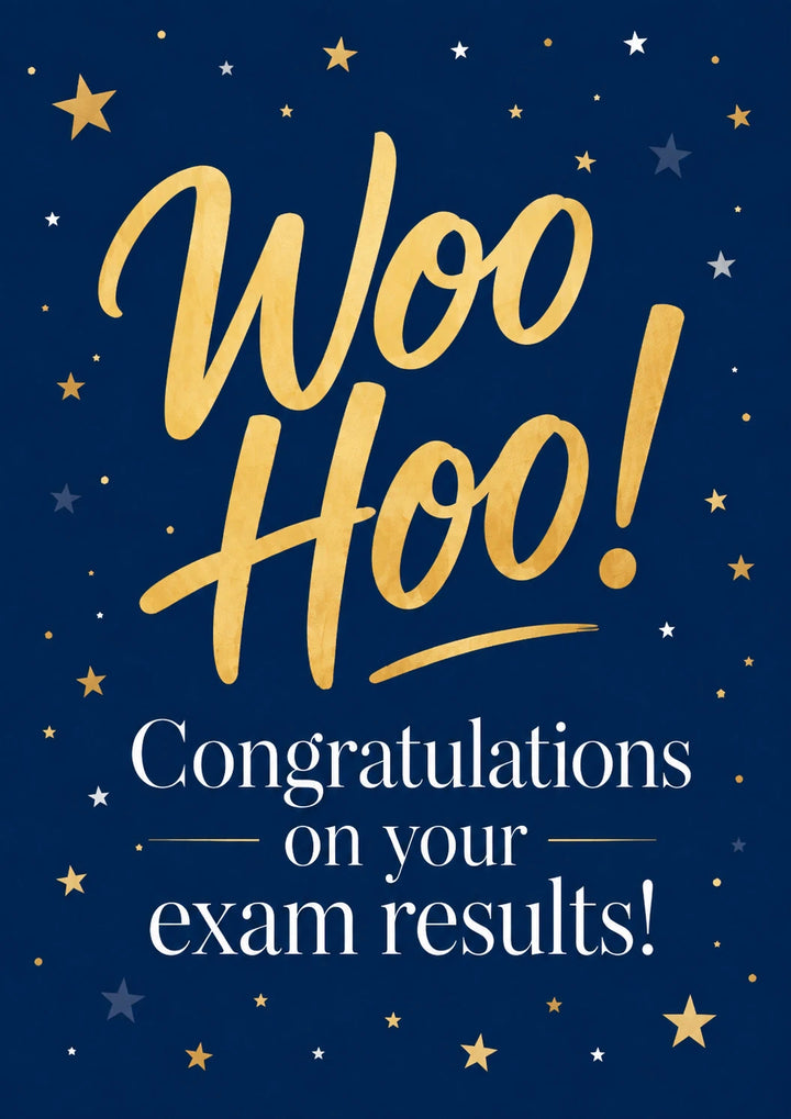 Gold Script Stars Woo Hoo Congratulations Card