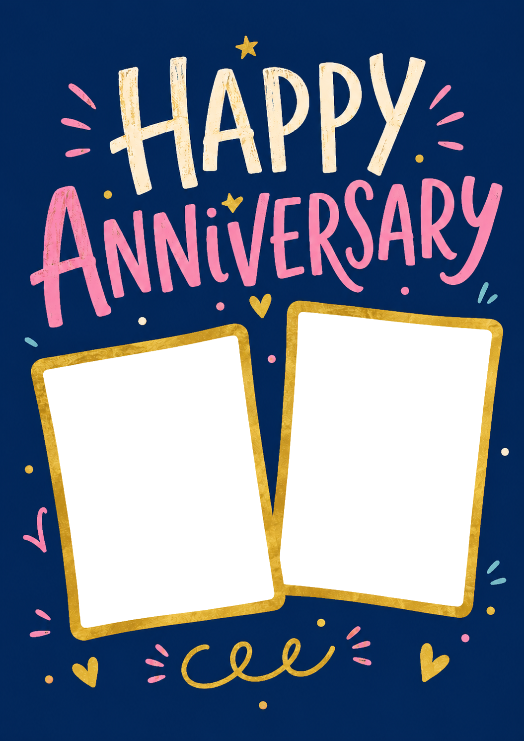 Happy Anniversary Bold Typography Photo Upload Anniversary Card for Cousin